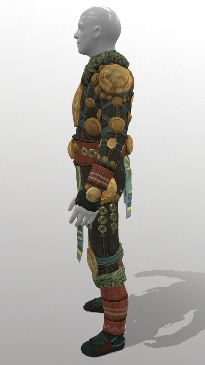 Wooden Plate Armor  Low-poly 3D model_2