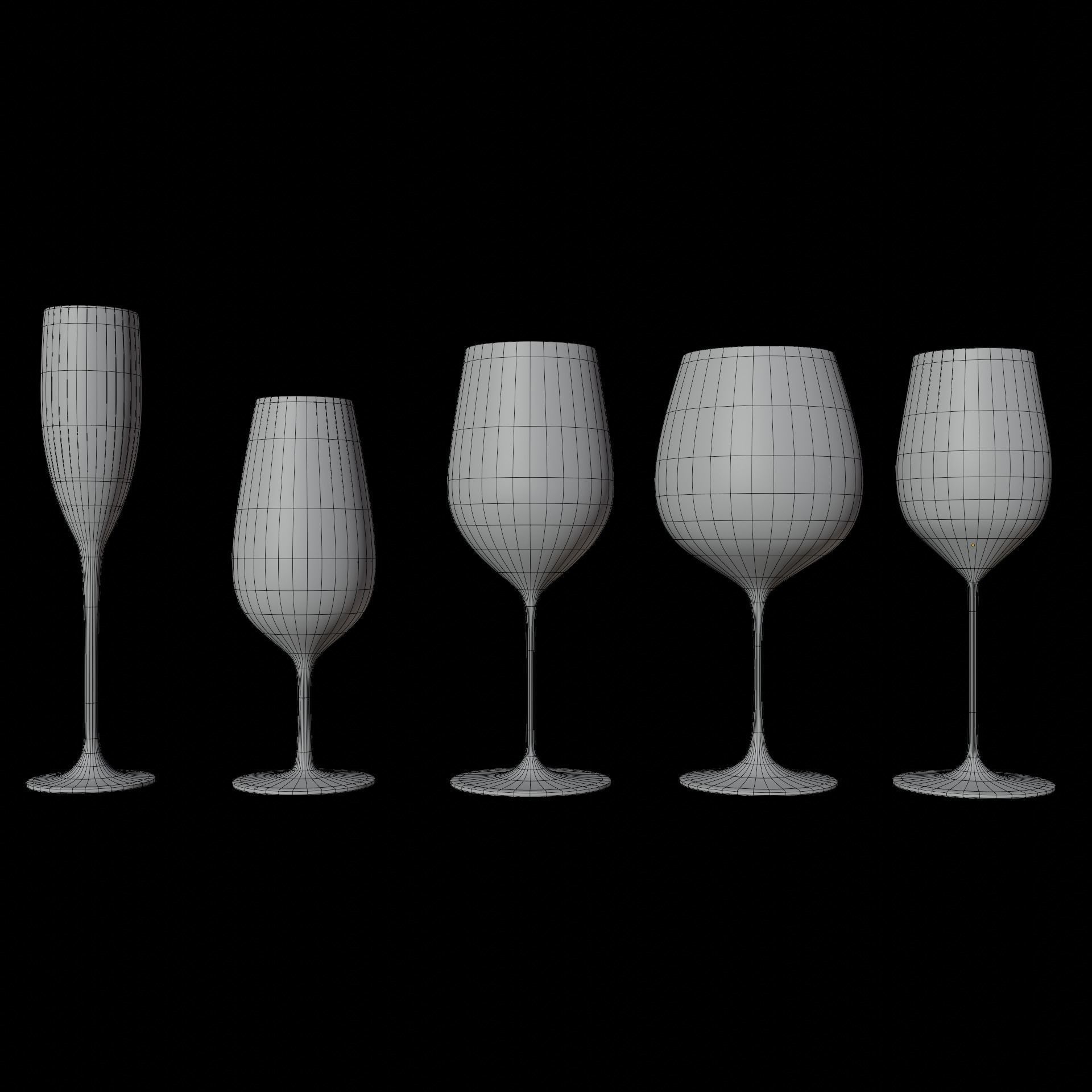 Wine Glasses  Low-poly 3D model_5