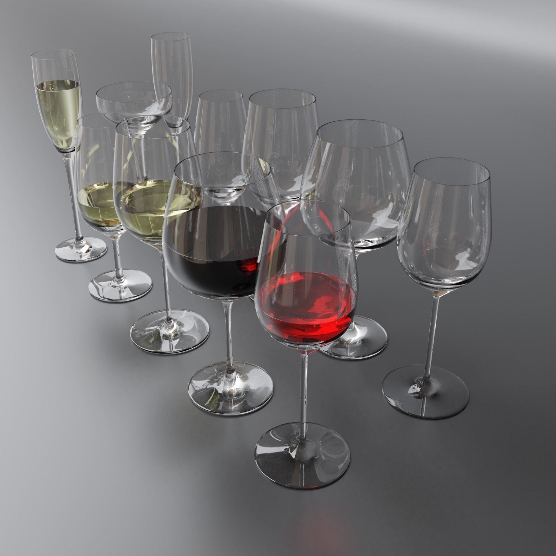Wine Glasses  Low-poly 3D model_1