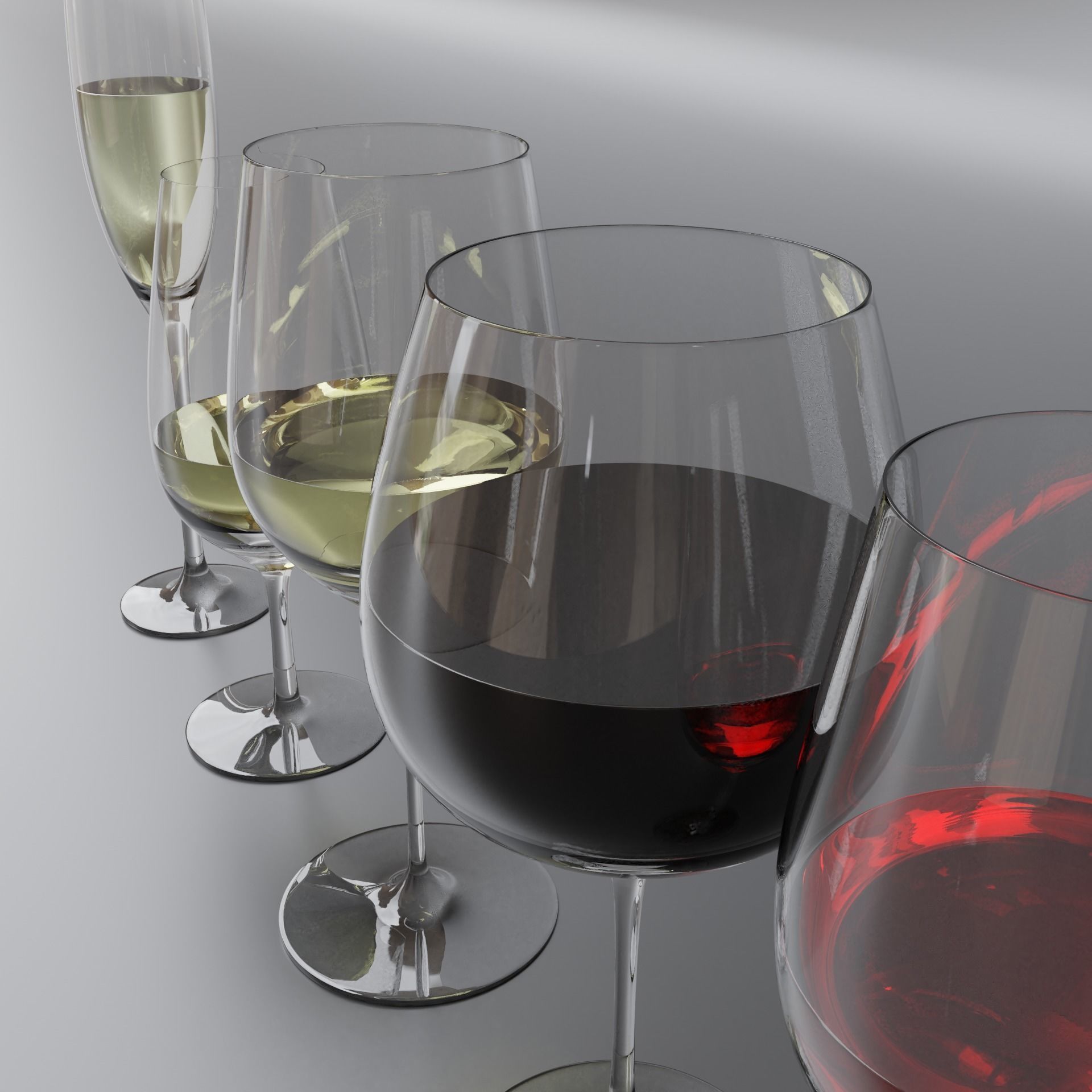 Wine Glasses  Low-poly 3D model_3