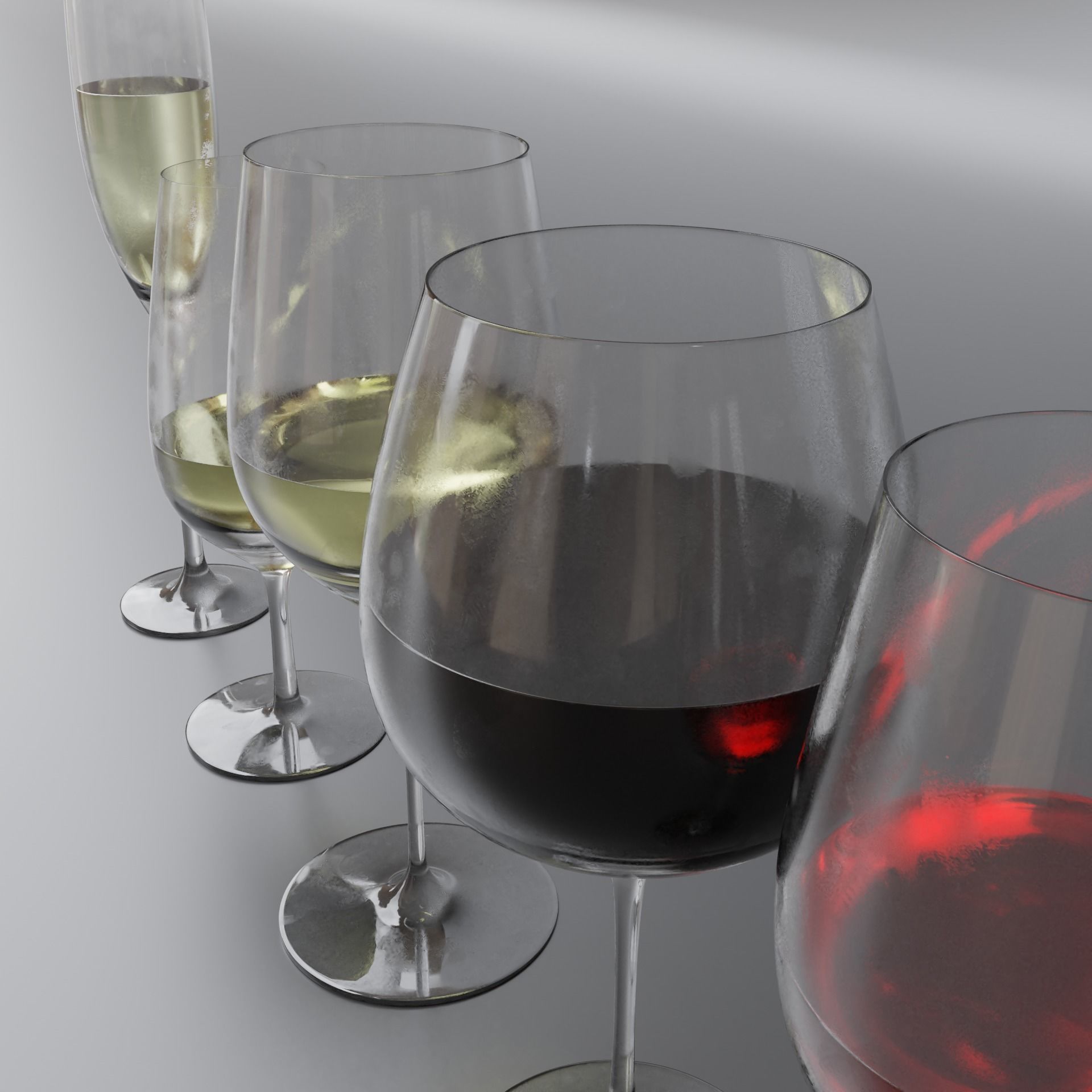 Wine Glasses  Low-poly 3D model_2