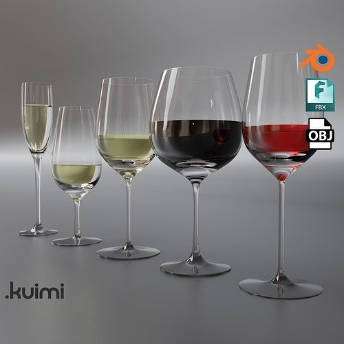 Wine Glasses  Low-poly 3D model