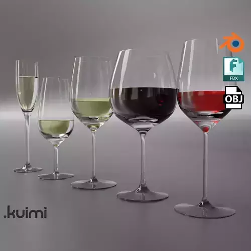 Wine Glasses  Low-poly 3D model