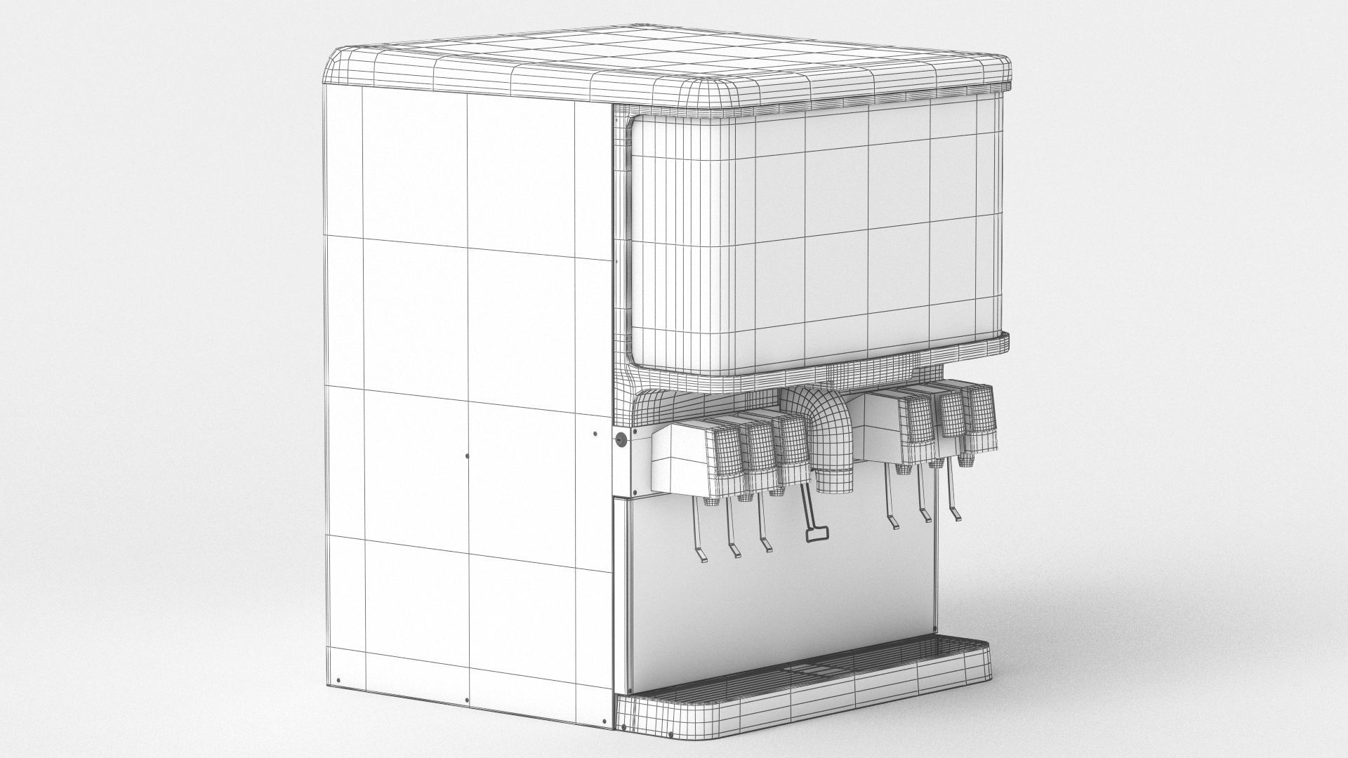 6 Flavor Ice and Beverage Soda Fountain System 3D model_8