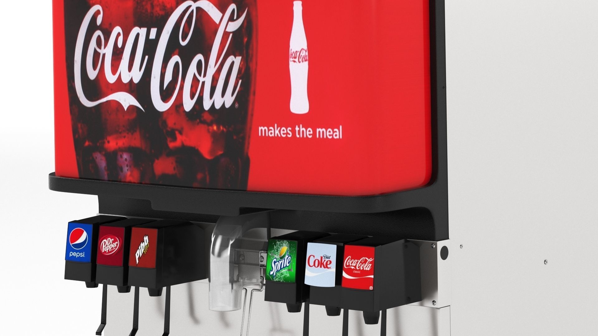 6 Flavor Ice and Beverage Soda Fountain System 3D model_3