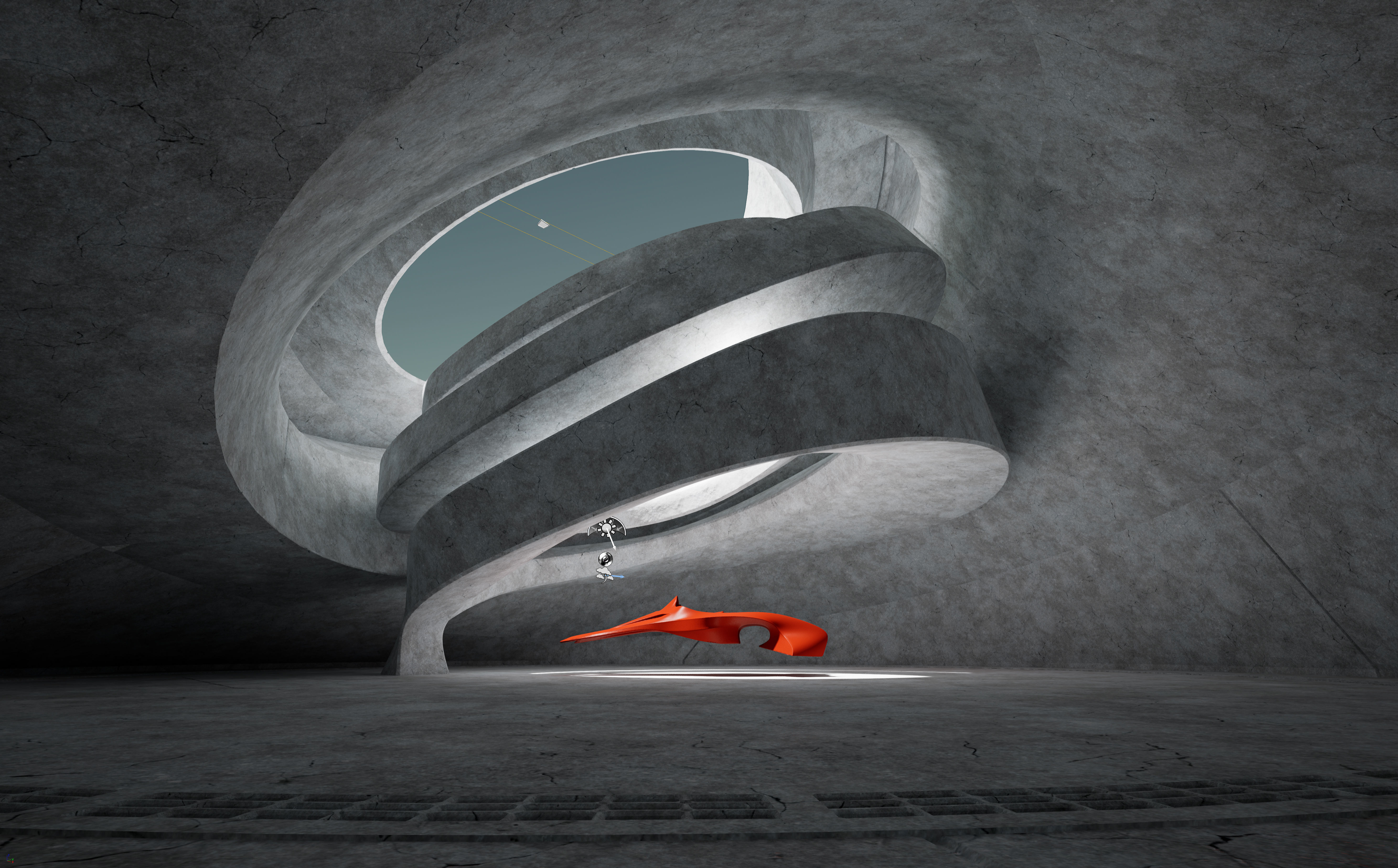 Dynamic Concrete Room Low-poly 3D model_7