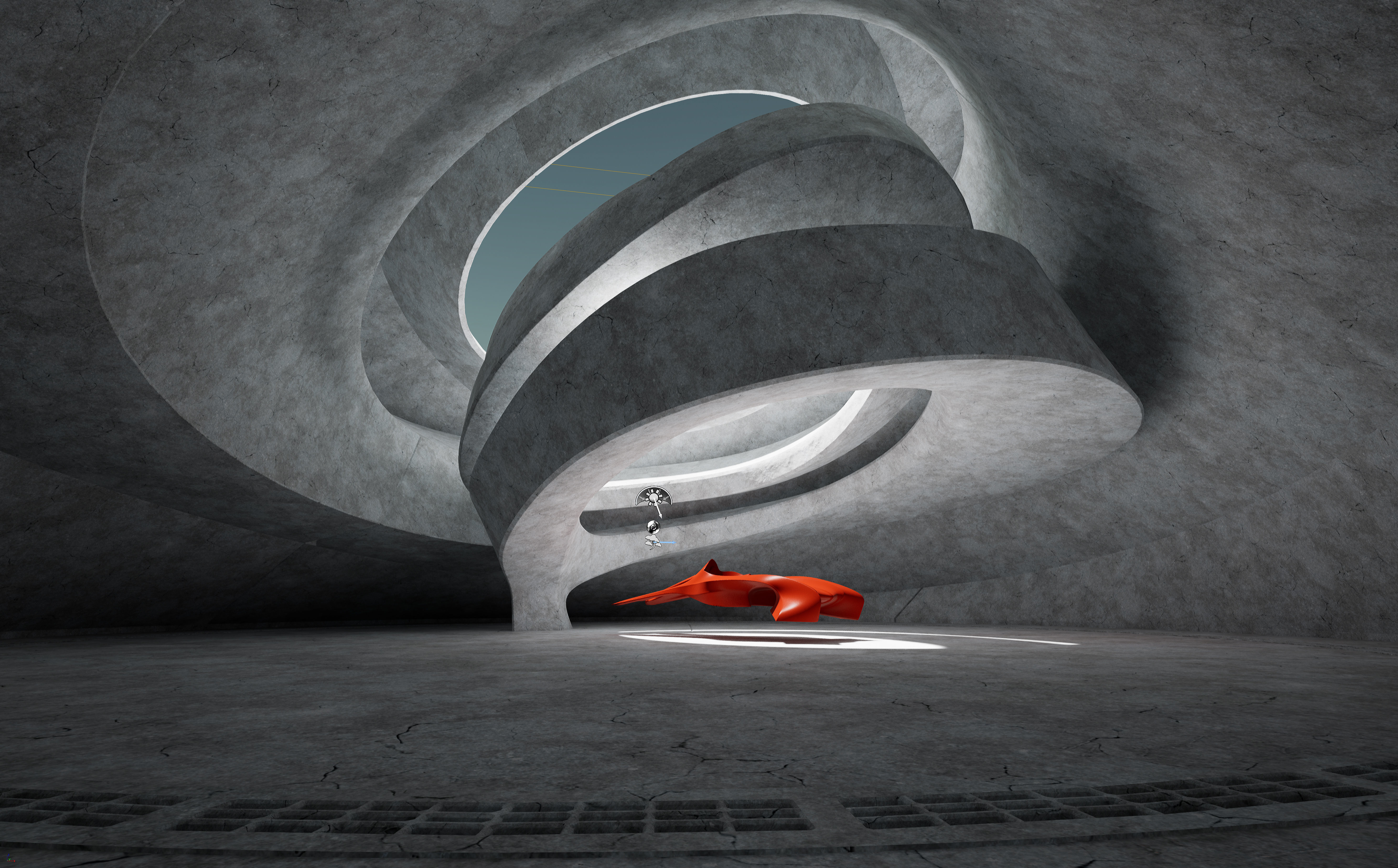 Dynamic Concrete Room Low-poly 3D model_4