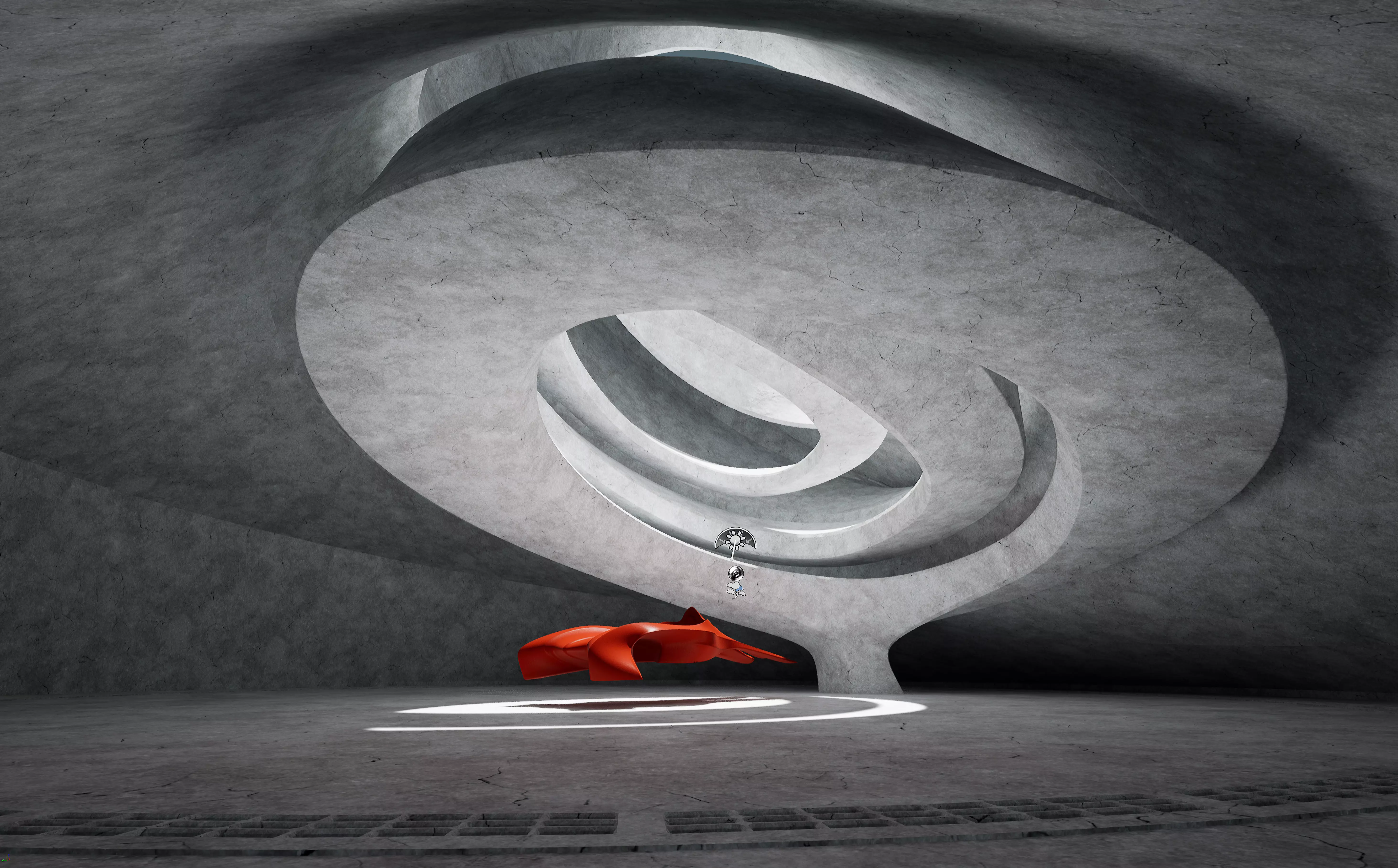 Dynamic Concrete Room Low-poly 3D model_0