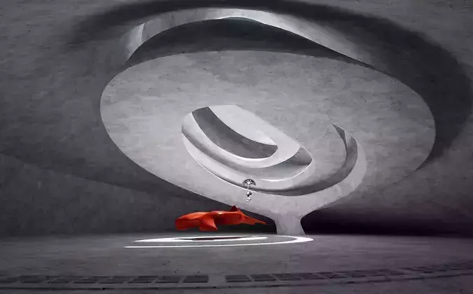 Dynamic Concrete Room Low-poly 3D model