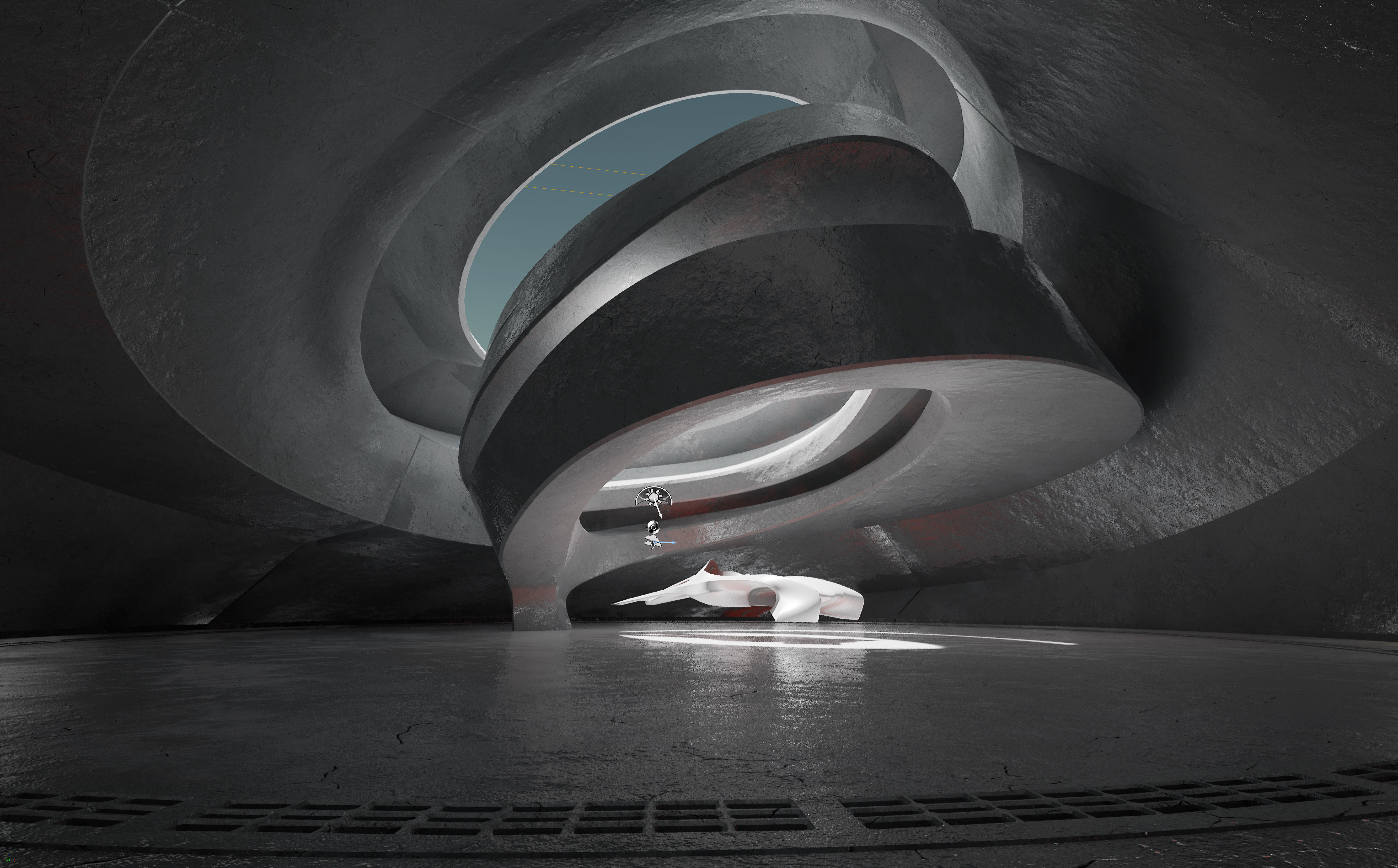 Dynamic Concrete Room Low-poly 3D model_5