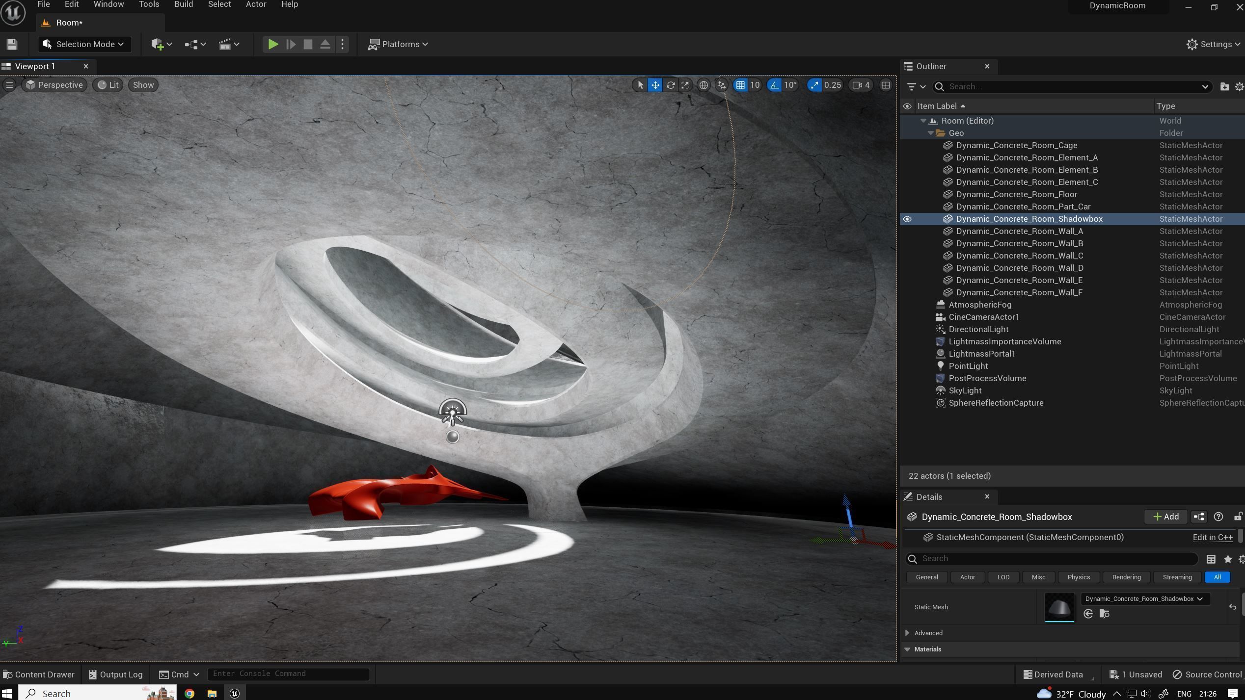 Dynamic Concrete Room Low-poly 3D model_1