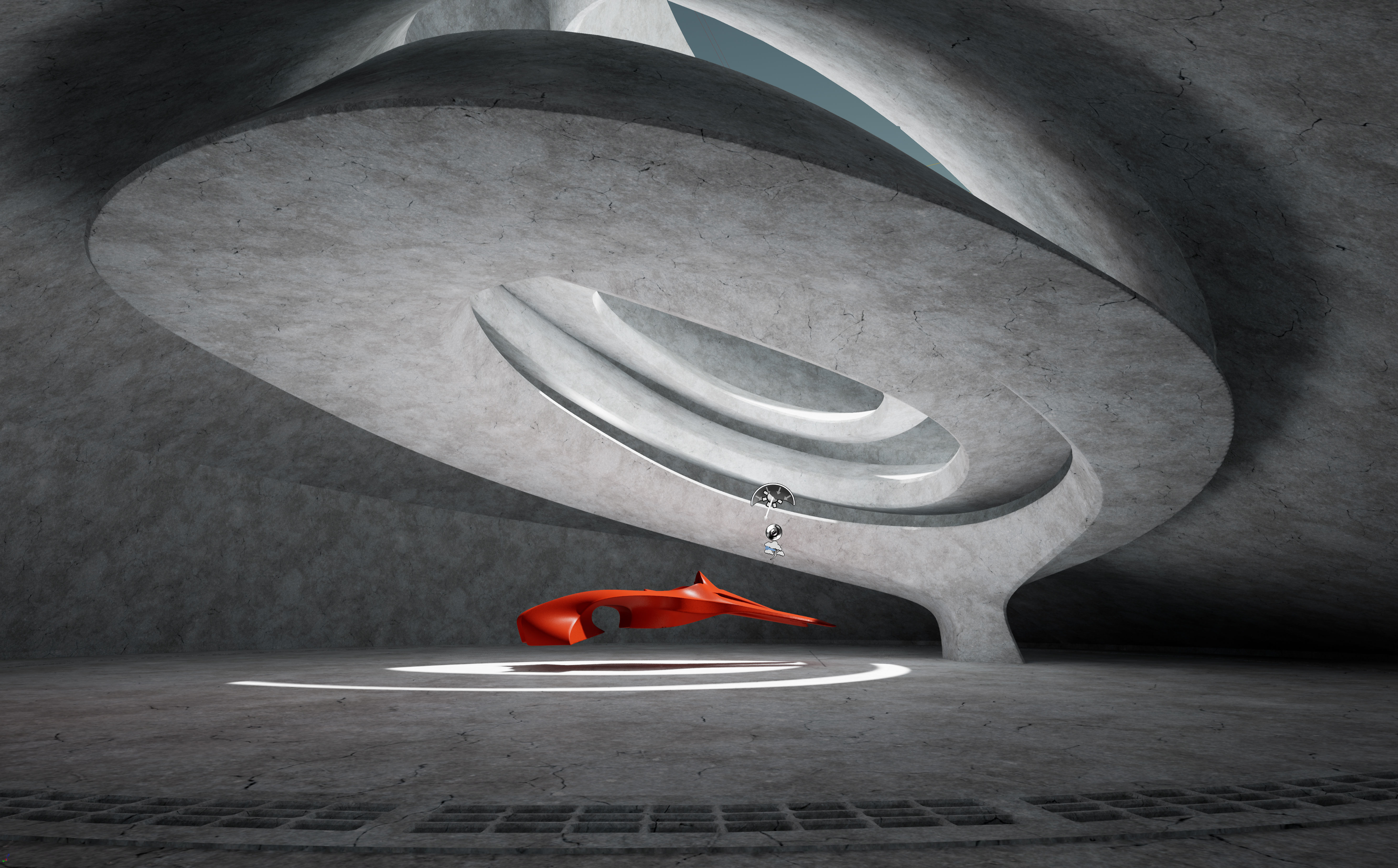 Dynamic Concrete Room Low-poly 3D model_8