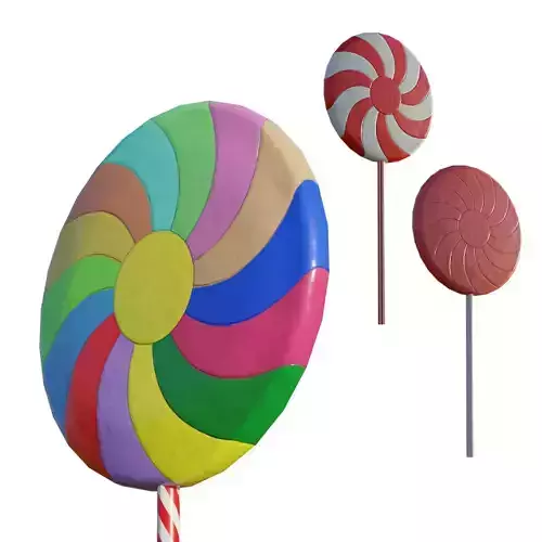 Vintage Lollipop with Colorful Spiral Options PBR Textures Low-poly 3D model