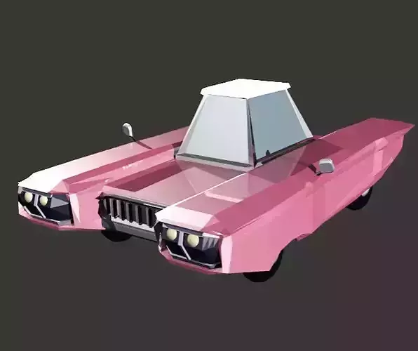 Cartoon Cadillac lowpoly