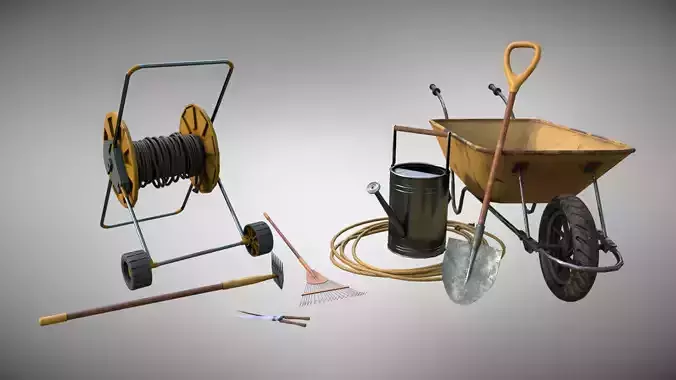 Low-Poly Garden Tools Free low-poly 3D model