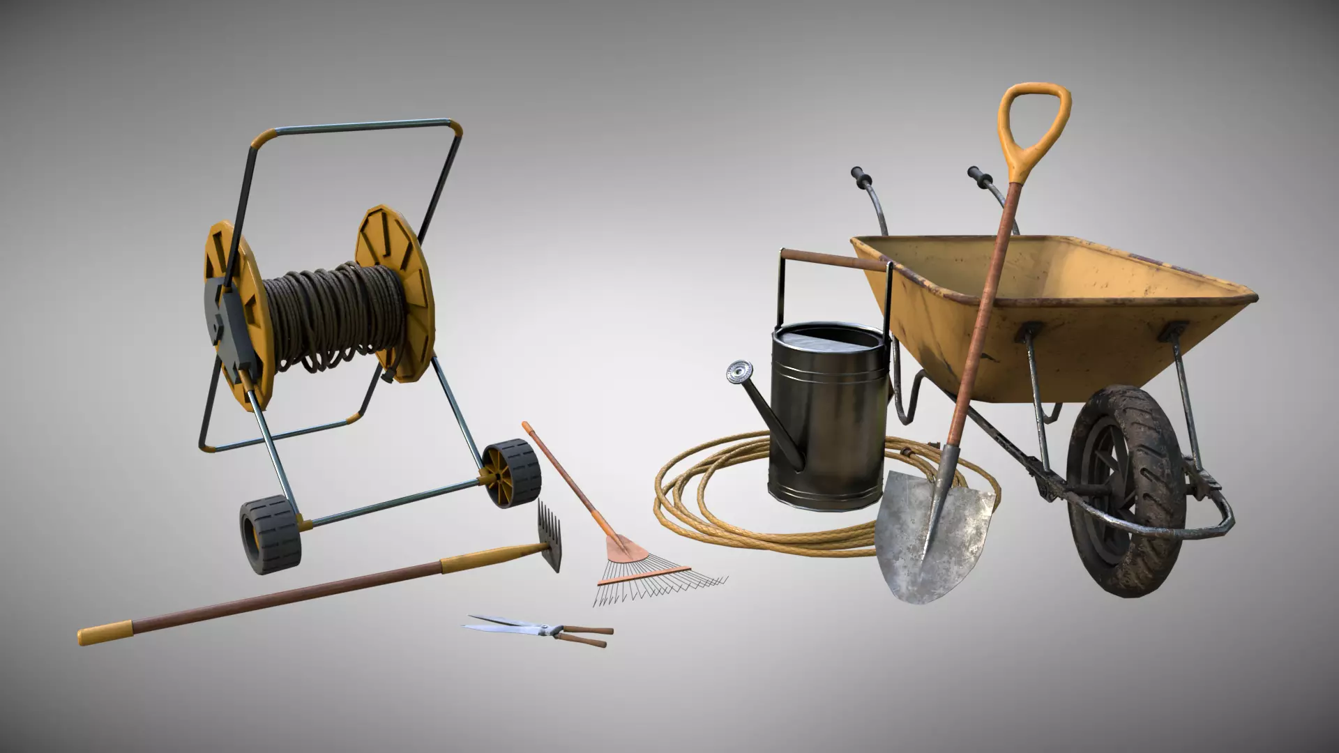Low-Poly Garden Tools Free low-poly 3D model_0