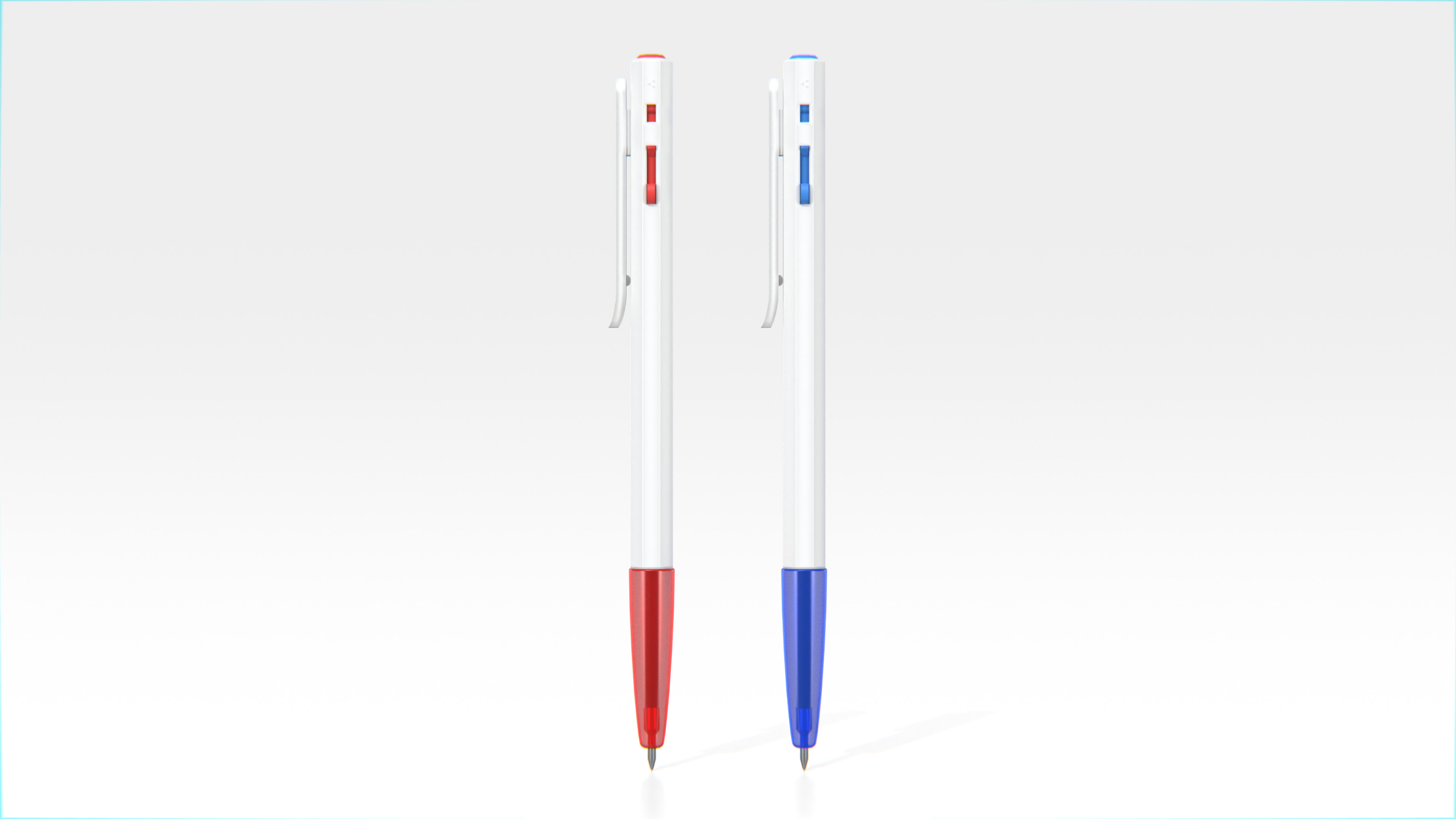 Thai Ballpoint Pen Red and Blue set01 Low-poly 3D model_1