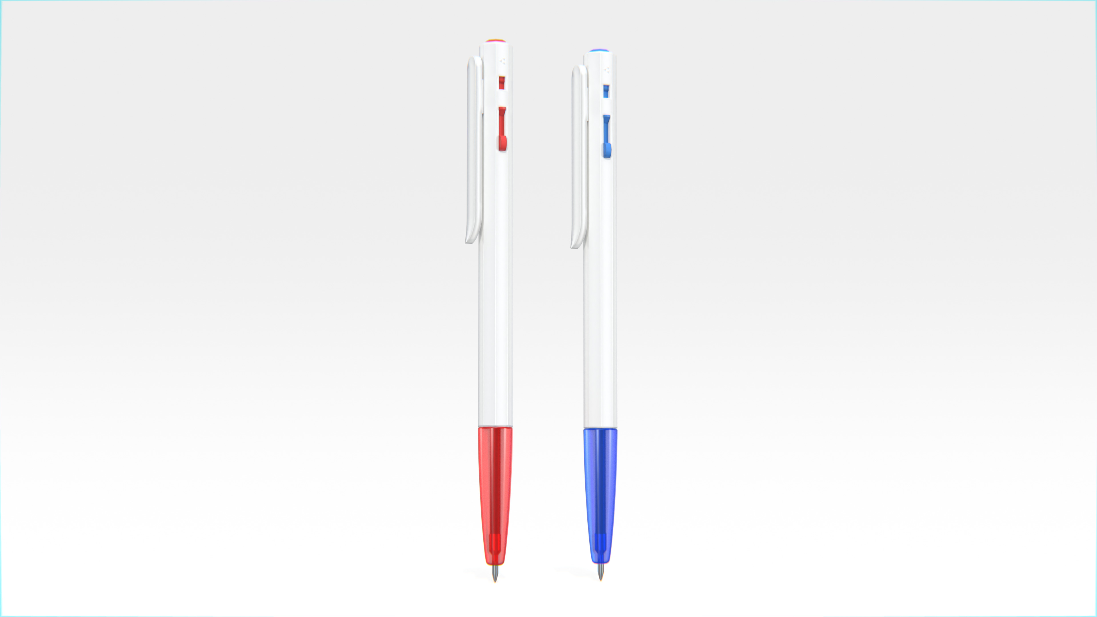 Thai Ballpoint Pen Red and Blue set01 Low-poly 3D model_2