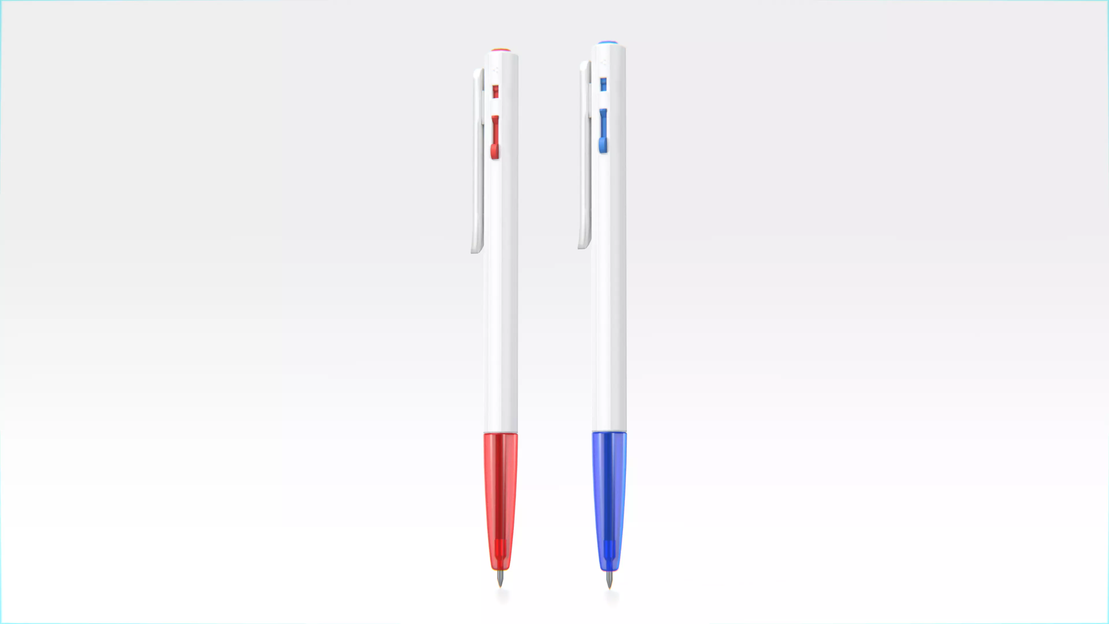 Thai Ballpoint Pen Red and Blue set01 Low-poly 3D model_0