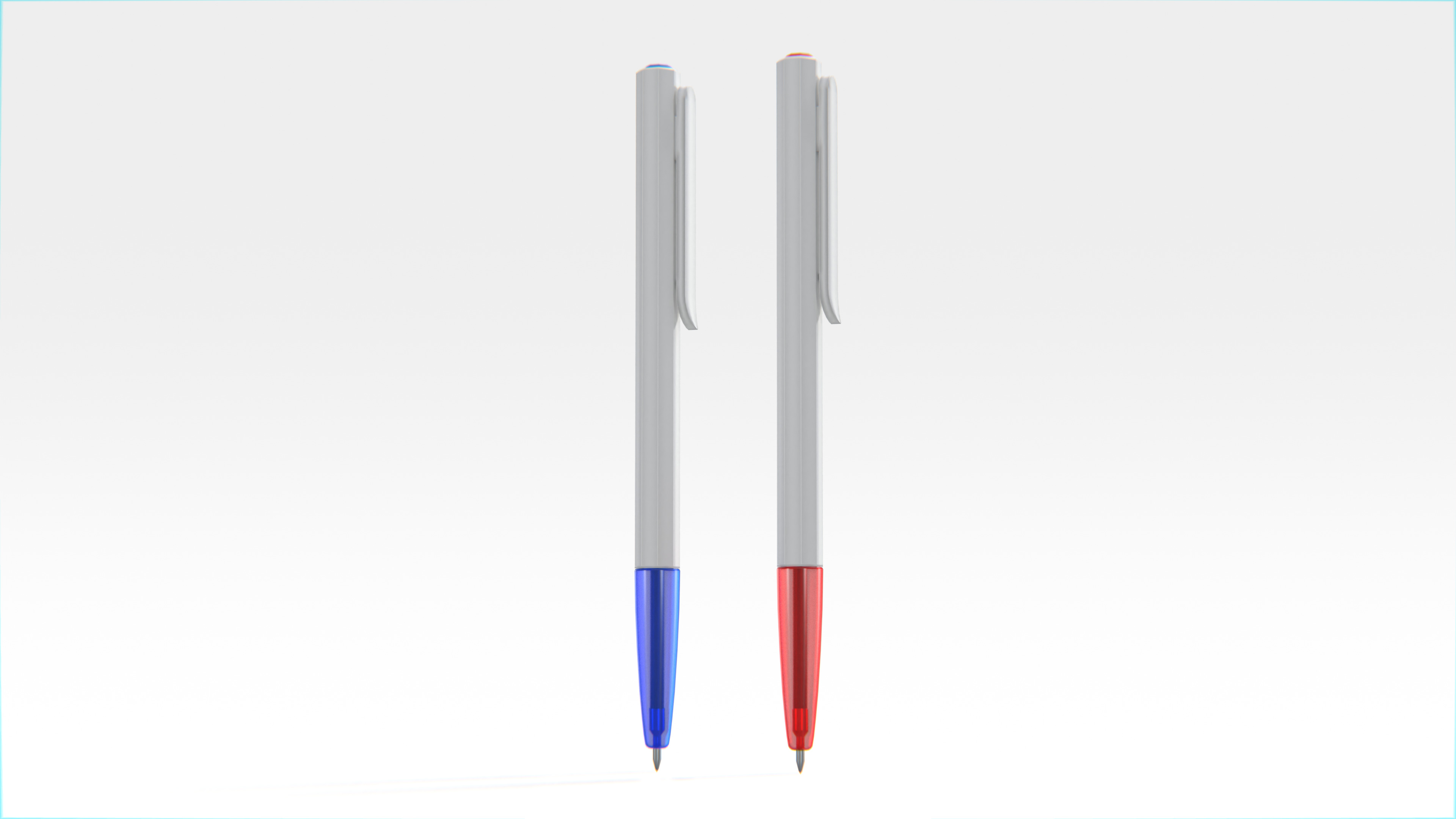 Thai Ballpoint Pen Red and Blue set01 Low-poly 3D model_4