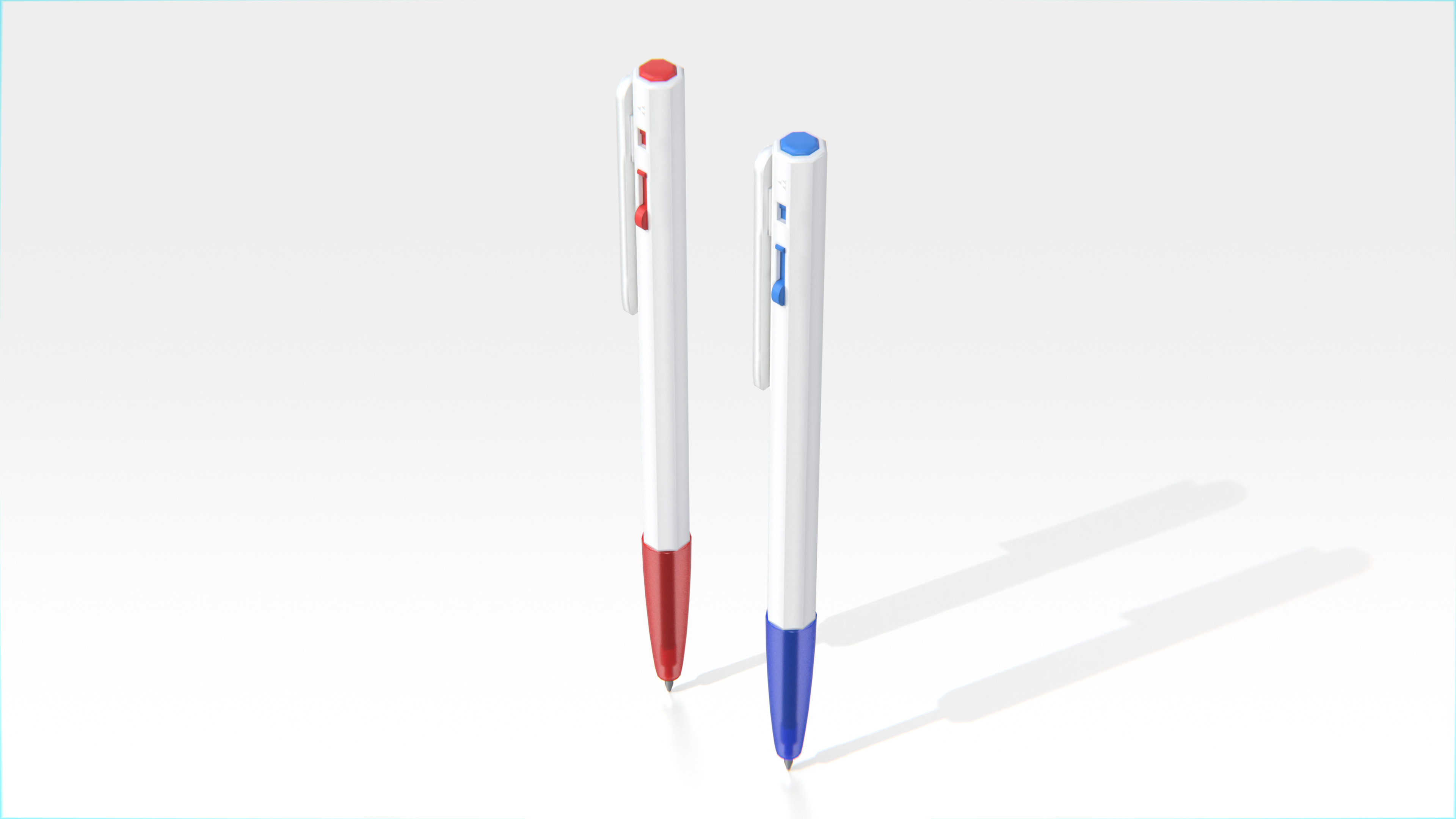 Thai Ballpoint Pen Red and Blue set01 Low-poly 3D model_3