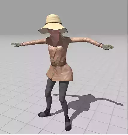 3d Woman Cartoon Character for ready for game