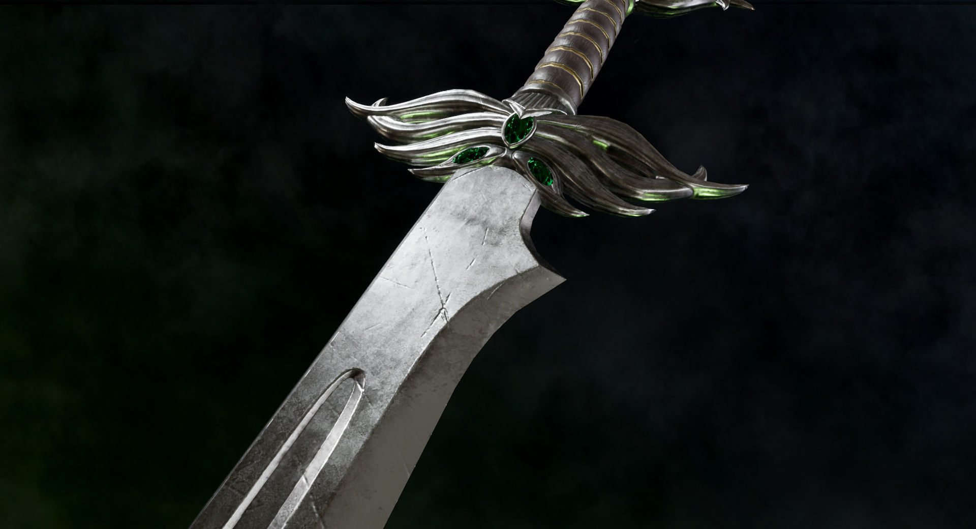 Royal Warglavie - Dark Fantasy PBR game ready 3d sword Low-poly 3D model_3
