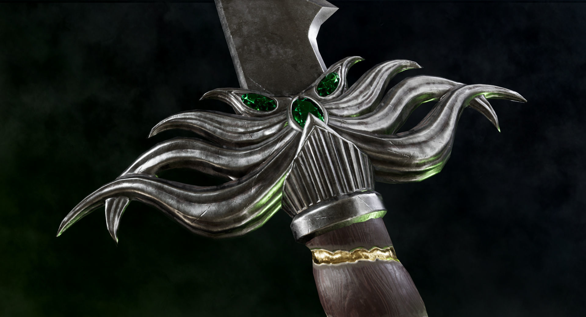 Royal Warglavie - Dark Fantasy PBR game ready 3d sword Low-poly 3D model_6