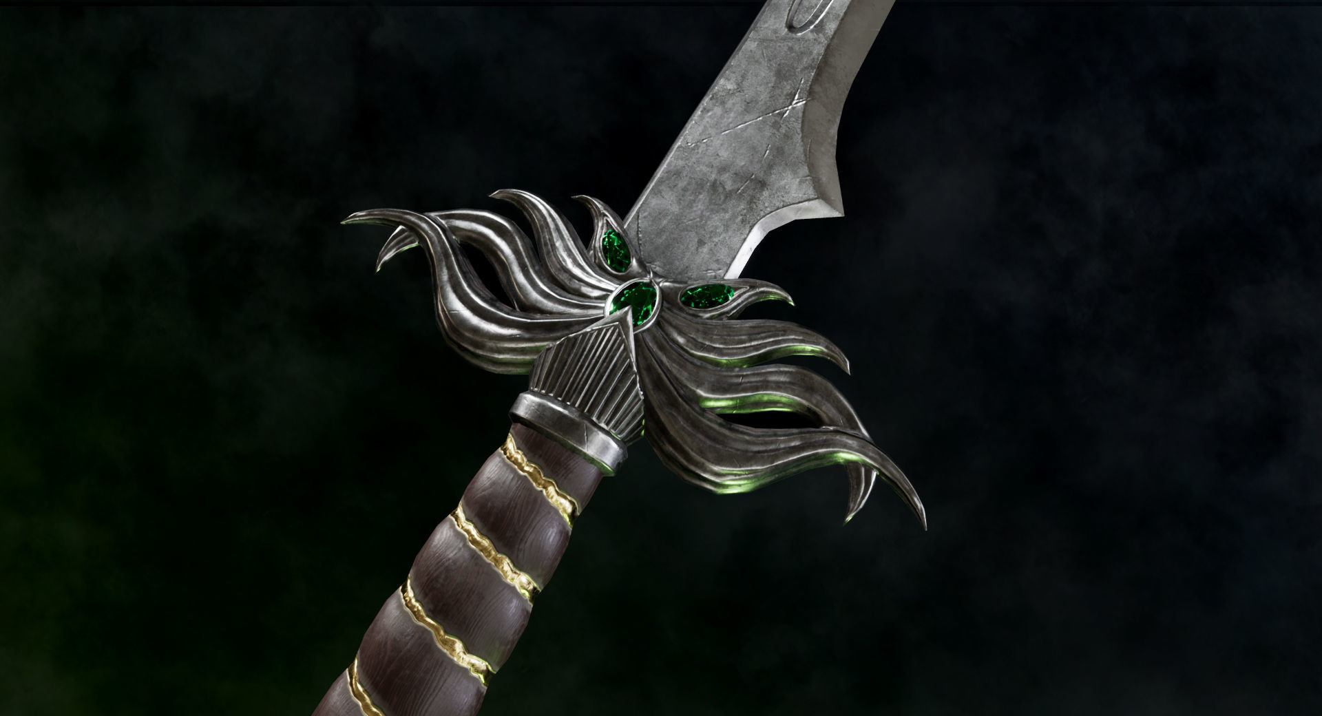Royal Warglavie - Dark Fantasy PBR game ready 3d sword Low-poly 3D model_2