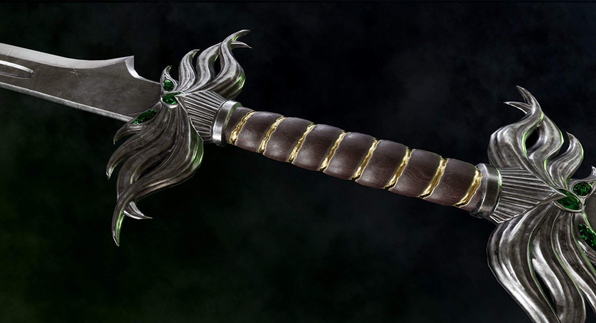 Royal Warglavie - Dark Fantasy PBR game ready 3d sword Low-poly 3D model_5