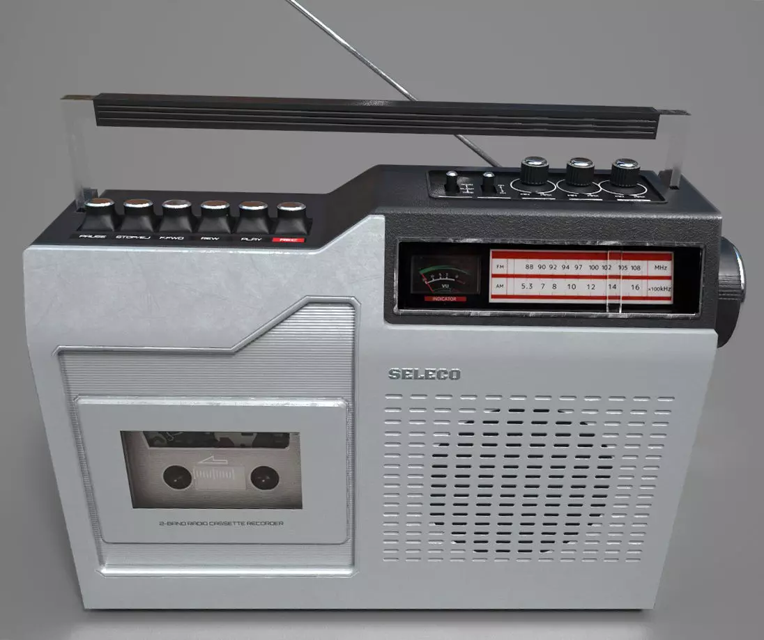 Vintage Radio Cassette - PBR - 2 texture set normal and aged Low-poly 3D model