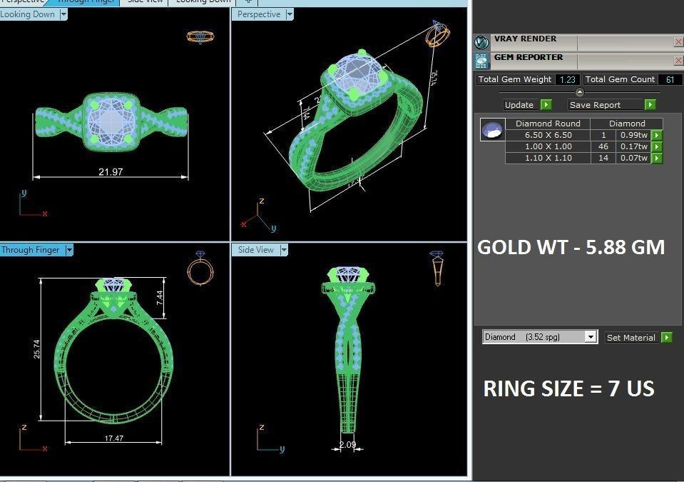 solitaire wedding engagement women ring 3dm render detail  3D print model_12