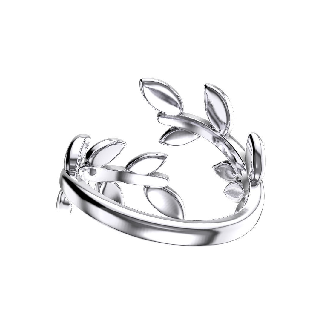 N132 Olive Leaf ring 3D print model_3