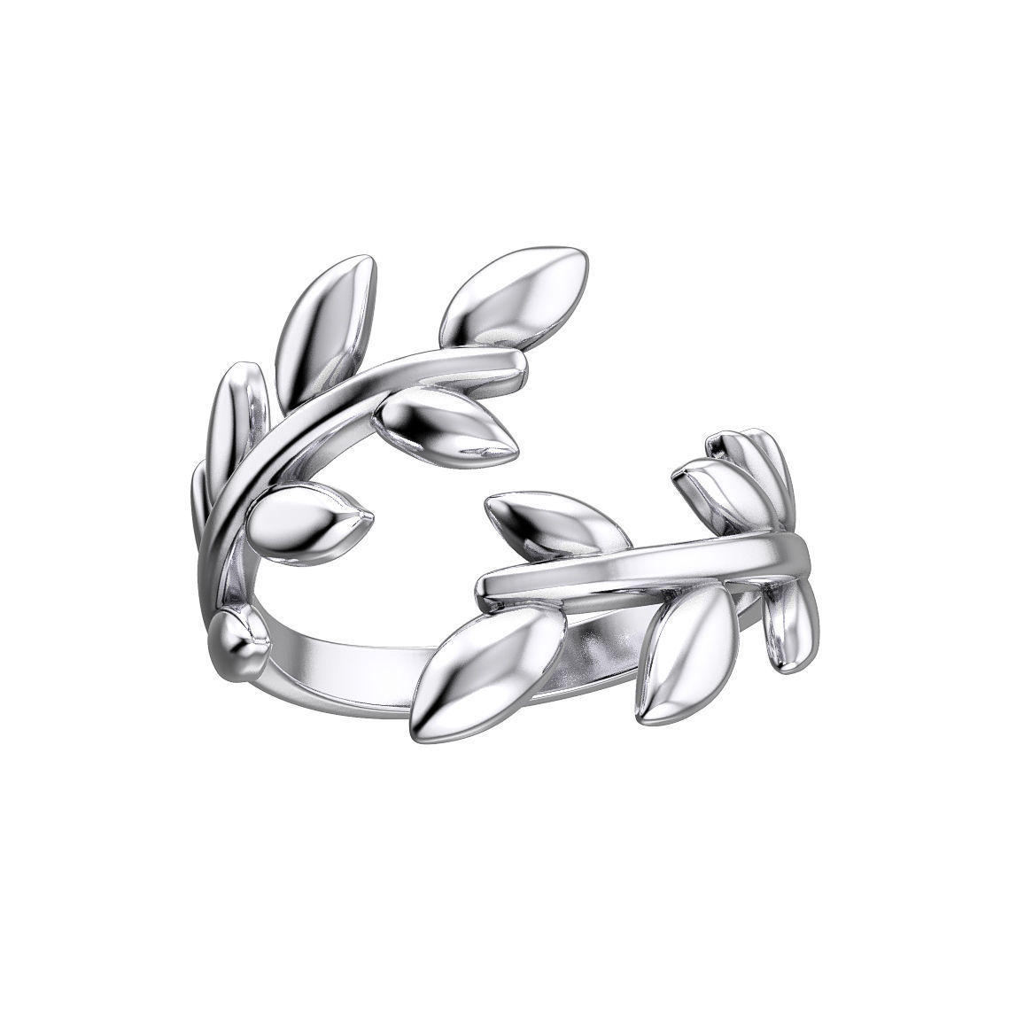 N132 Olive Leaf ring 3D print model_2