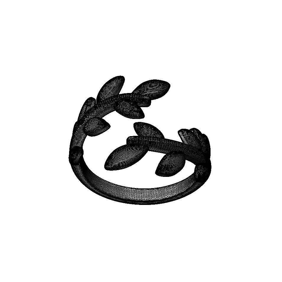 N132 Olive Leaf ring 3D print model_5