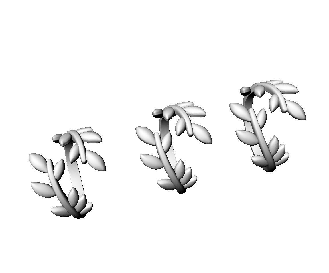 N132 Olive Leaf ring 3D print model_4