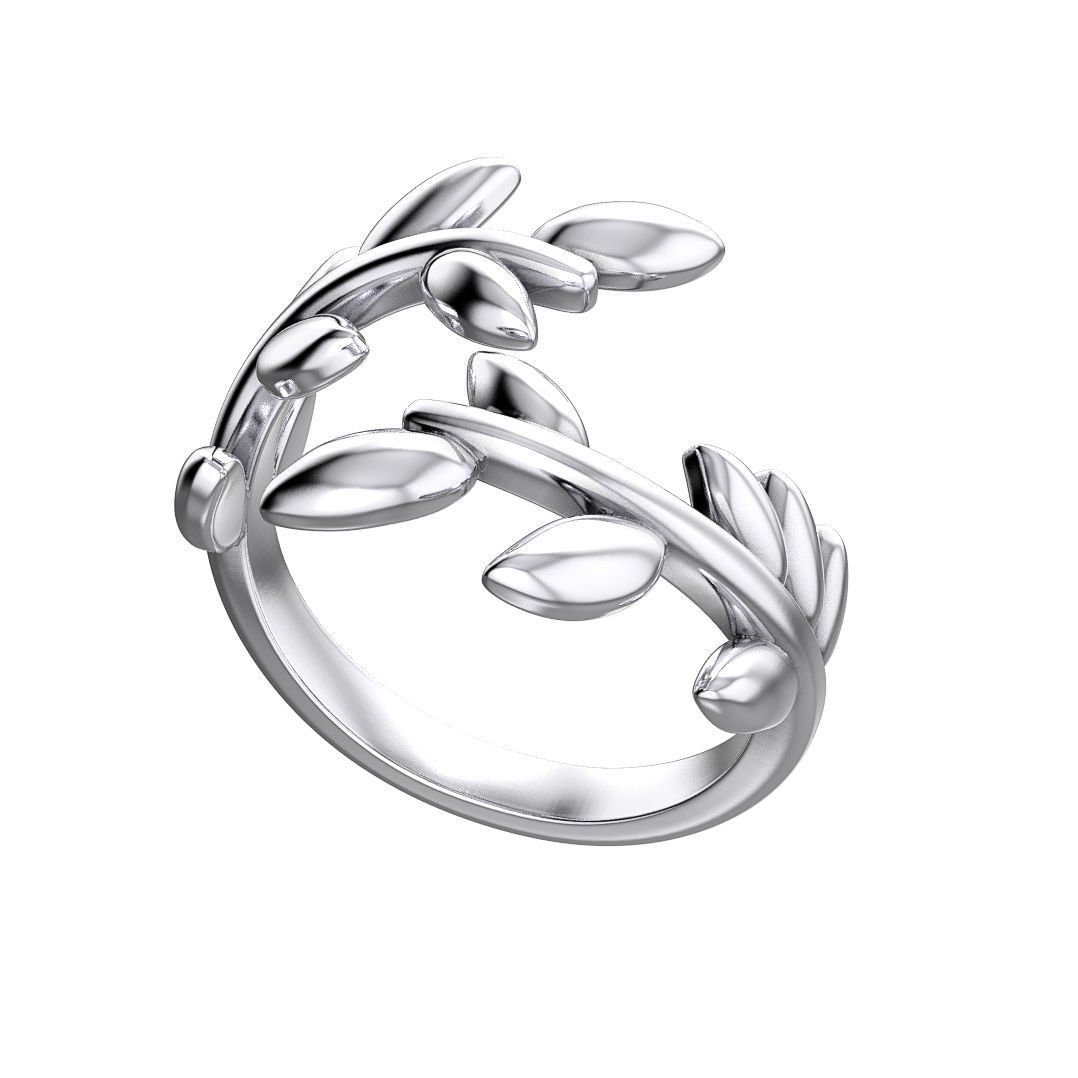 N132 Olive Leaf ring 3D print model_1
