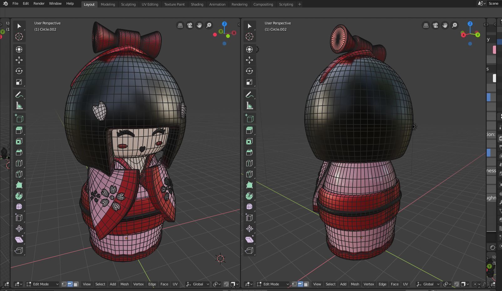 Kokeshi doll 3D model_3