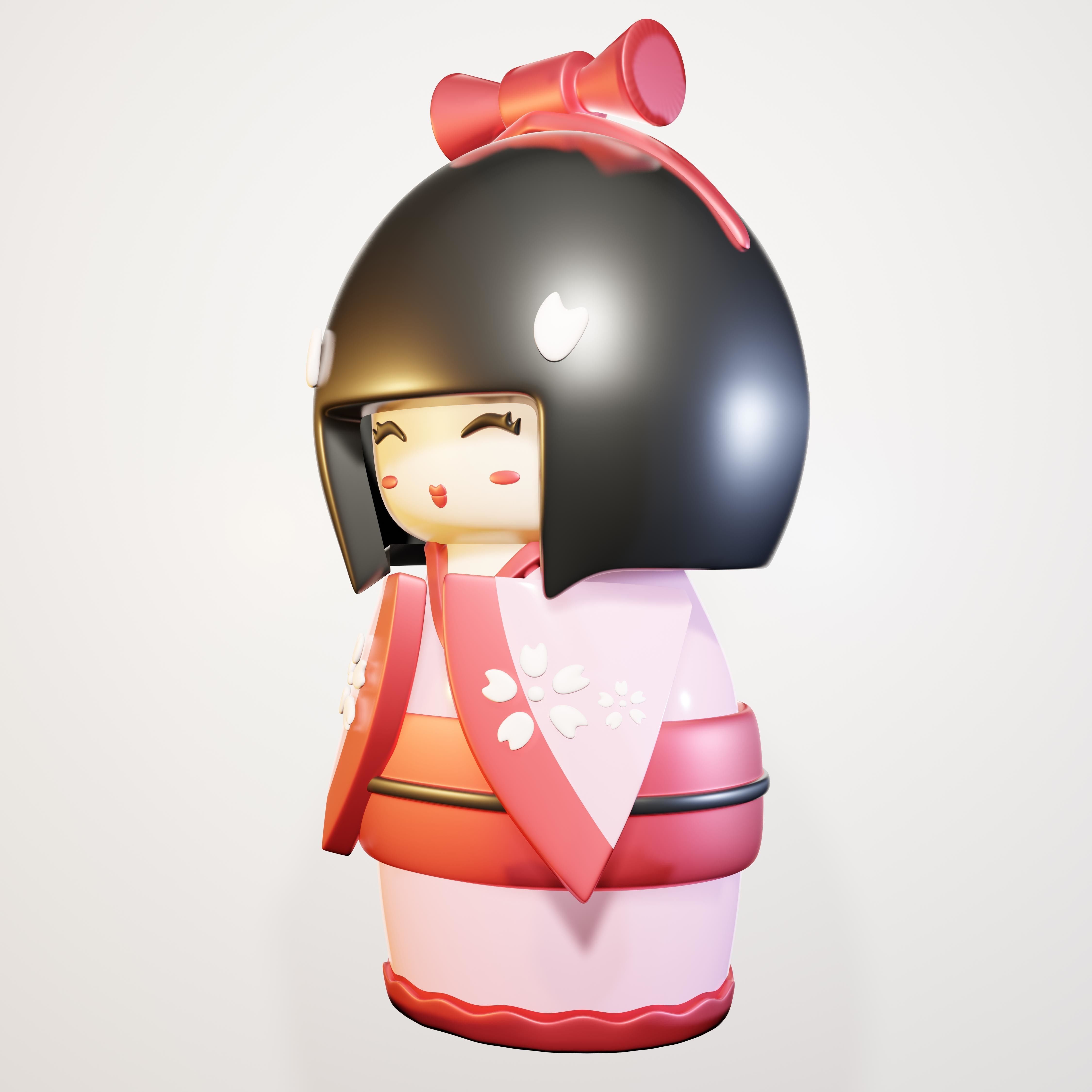 Kokeshi doll 3D model_1