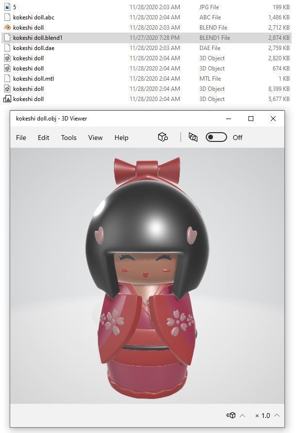 Kokeshi doll 3D model_4