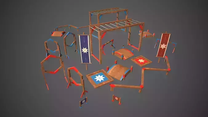 Obstacle Course Survivor Parkour Low-poly 3D model
