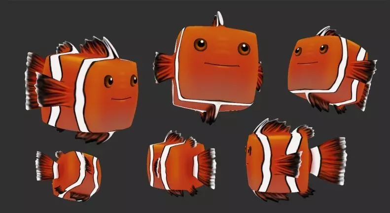 Cubey Fish Pet - Ocellaris clownfish Free low-poly 3D model