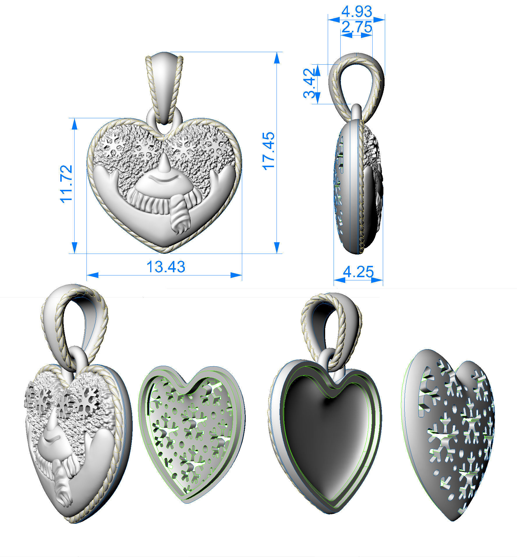 Pendant Happy SnowMan 3D print model_5