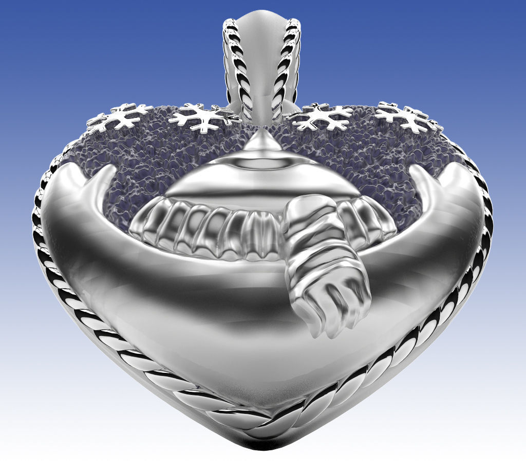 Pendant Happy SnowMan 3D print model_2