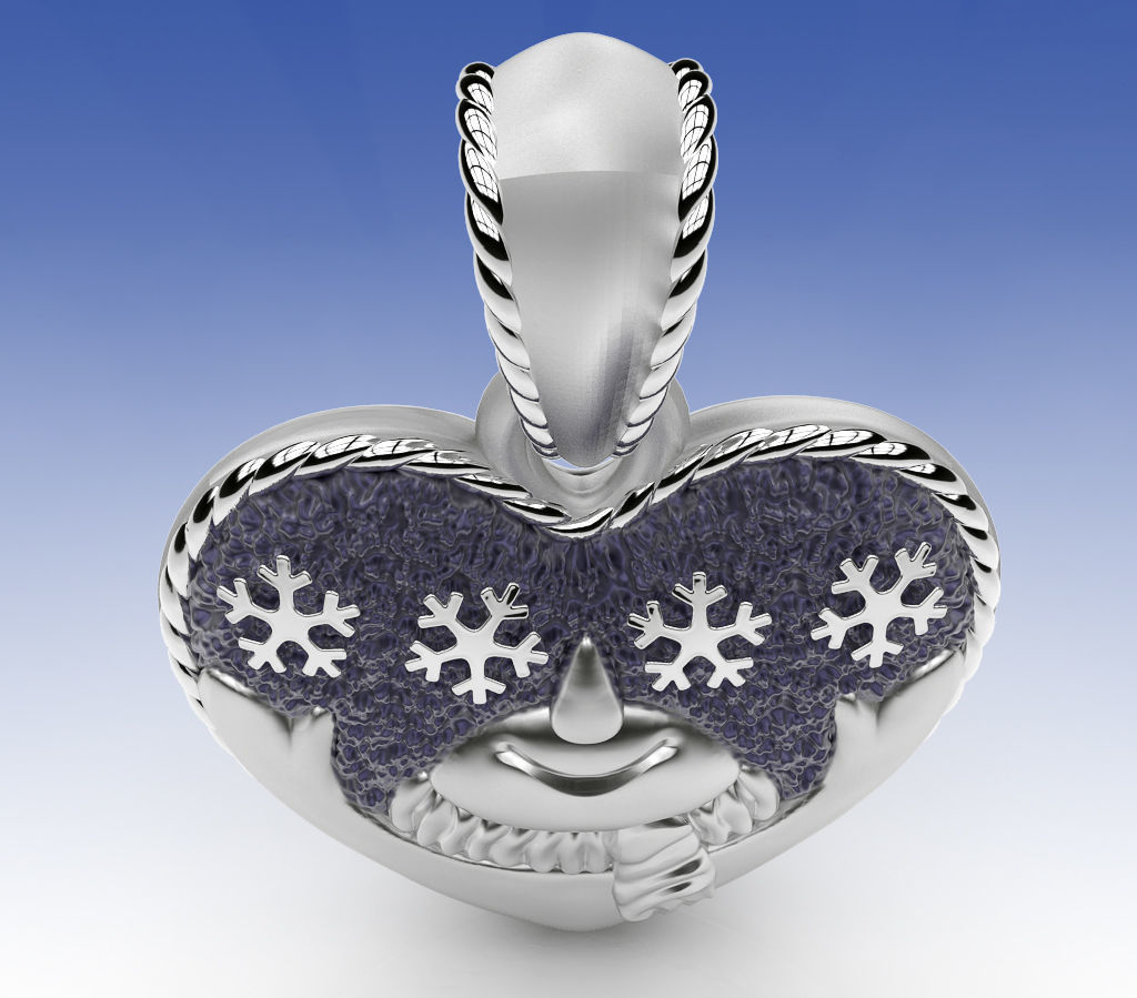 Pendant Happy SnowMan 3D print model_4
