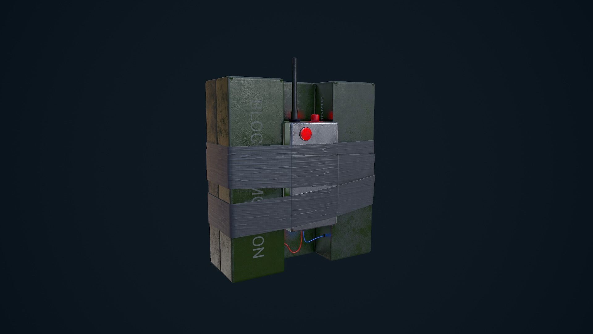 C4 Explosive Low-poly 3D model_15