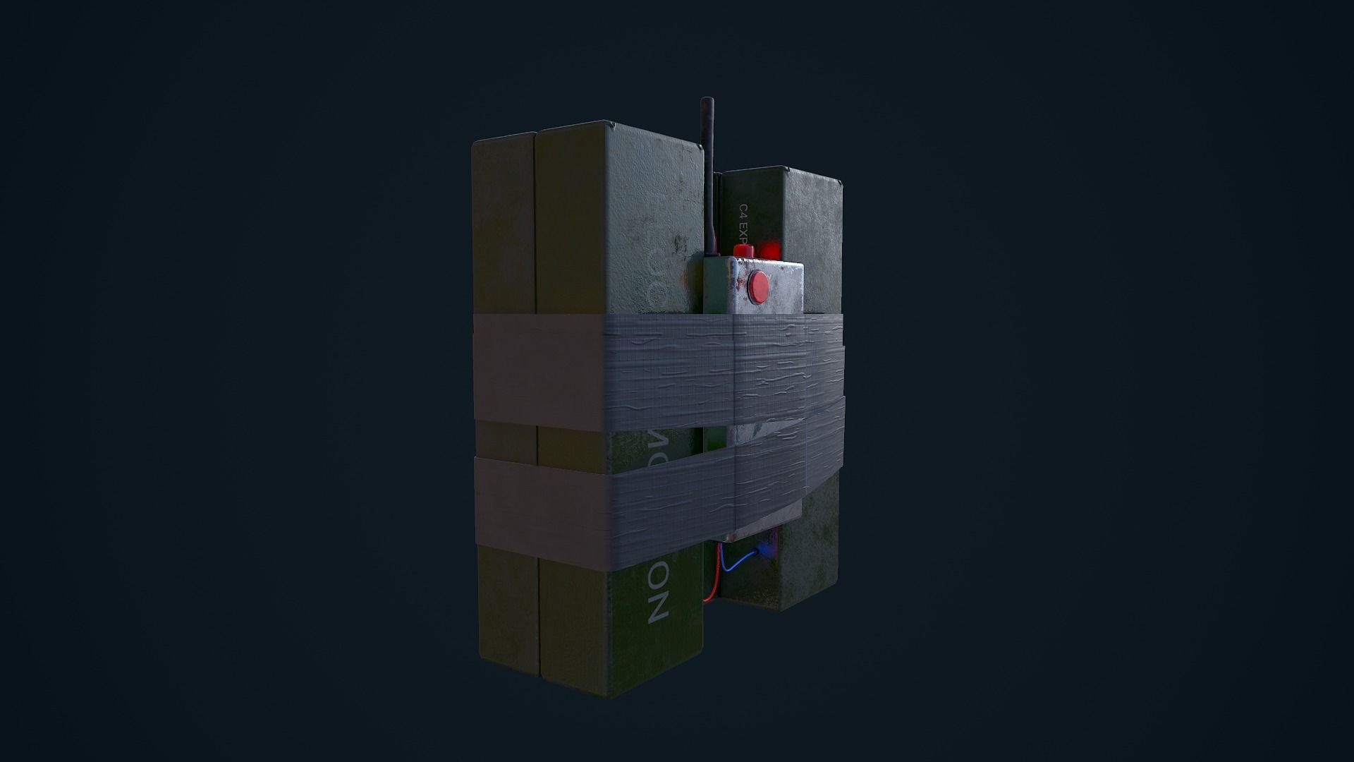 C4 Explosive Low-poly 3D model_4