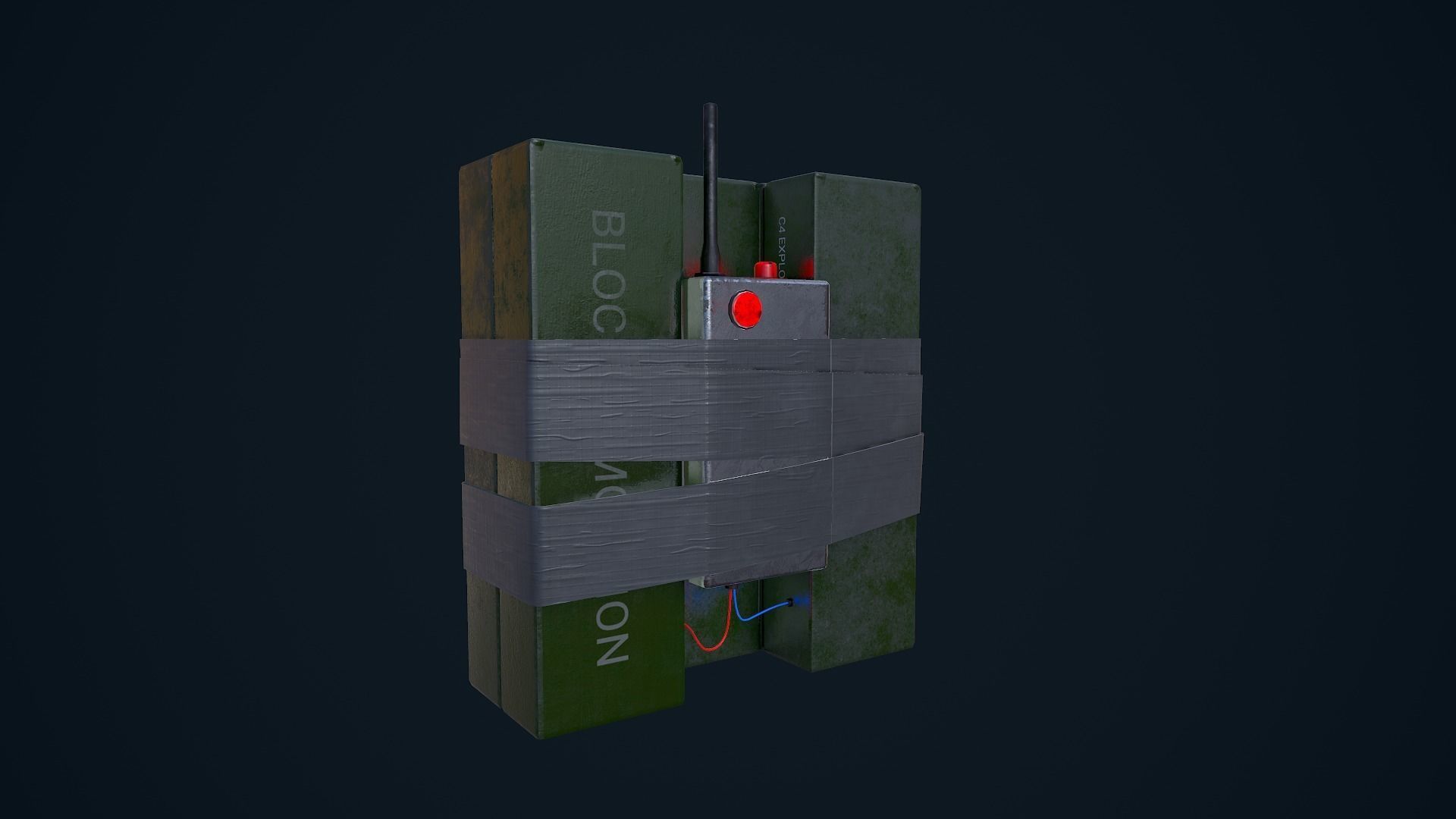 C4 Explosive Low-poly 3D model_3