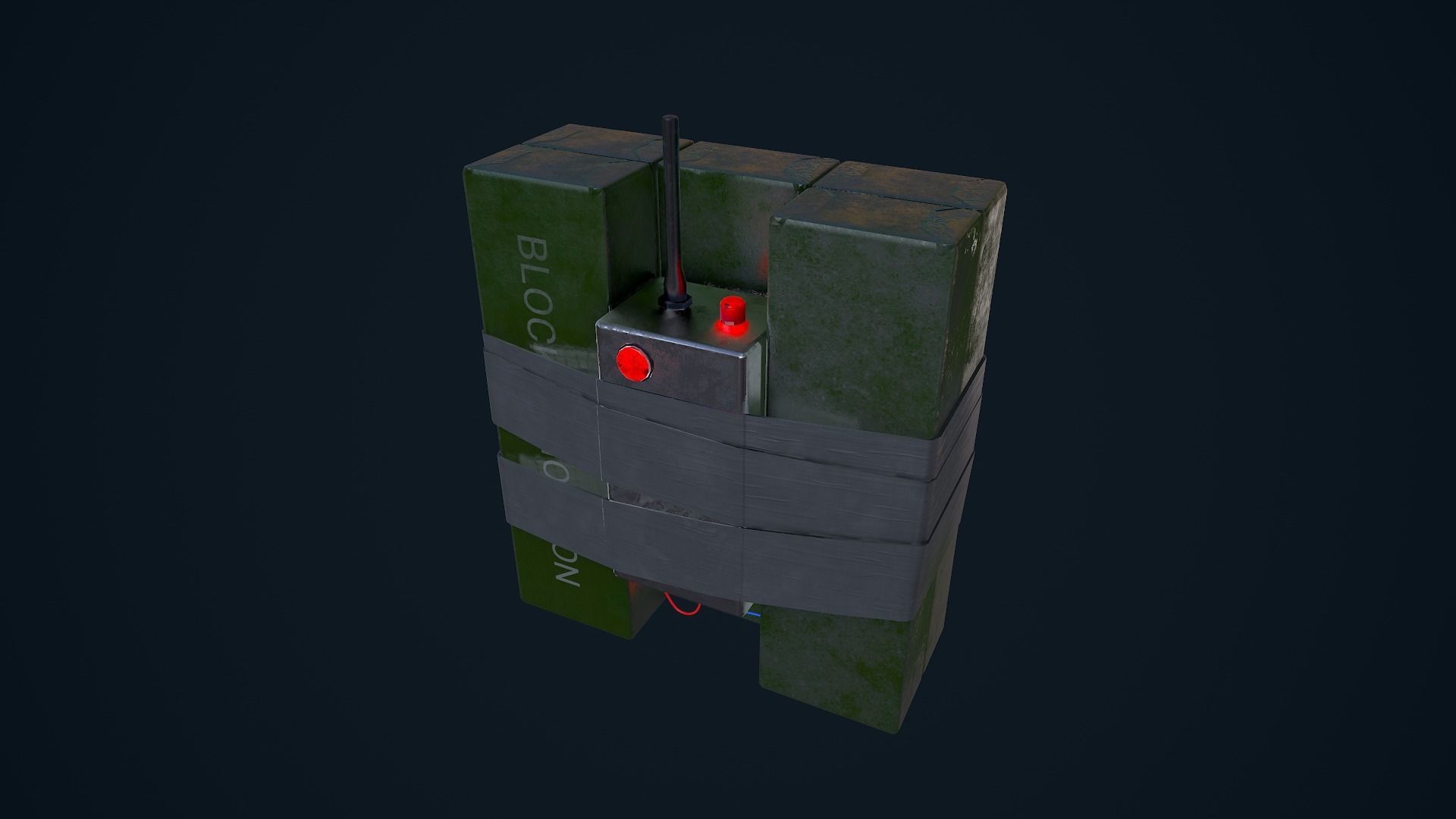 C4 Explosive Low-poly 3D model_10