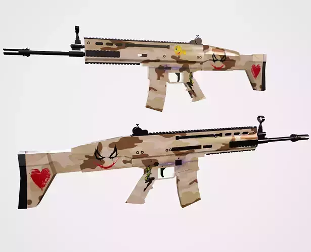 High Quality Scar Rifle  Low-poly 3D model